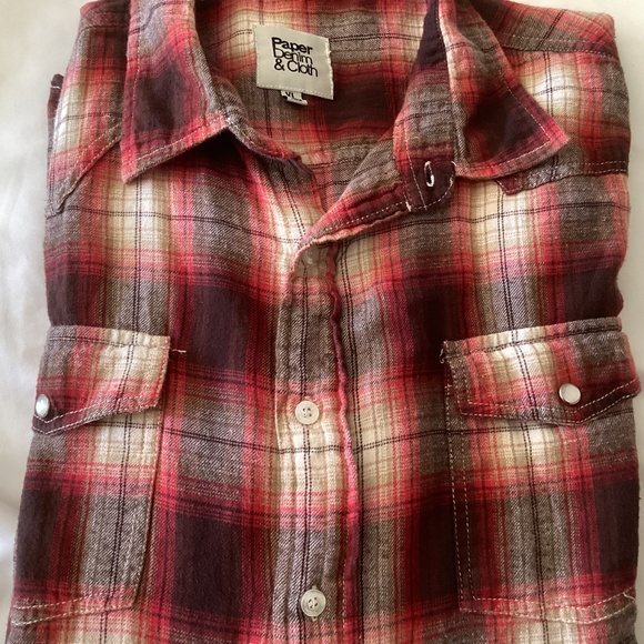 Men’s PAPER DENIM & CLOTH RED COTTON FLANNEL PATTERN SHIRT SIZE XL - Picture 10 of 10